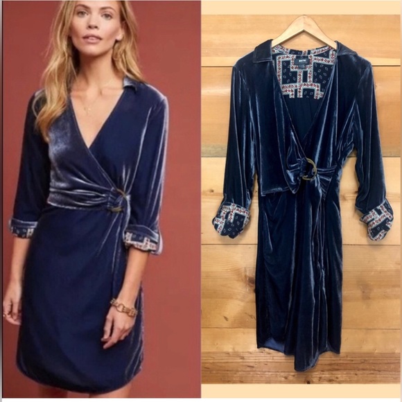 Maeve Navy Wrap Dress - Picture 2 of 9